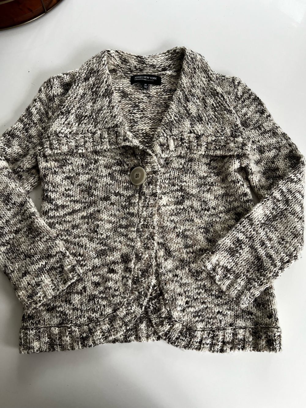 Jones New York Neutral Marled Button-Front Cardigan